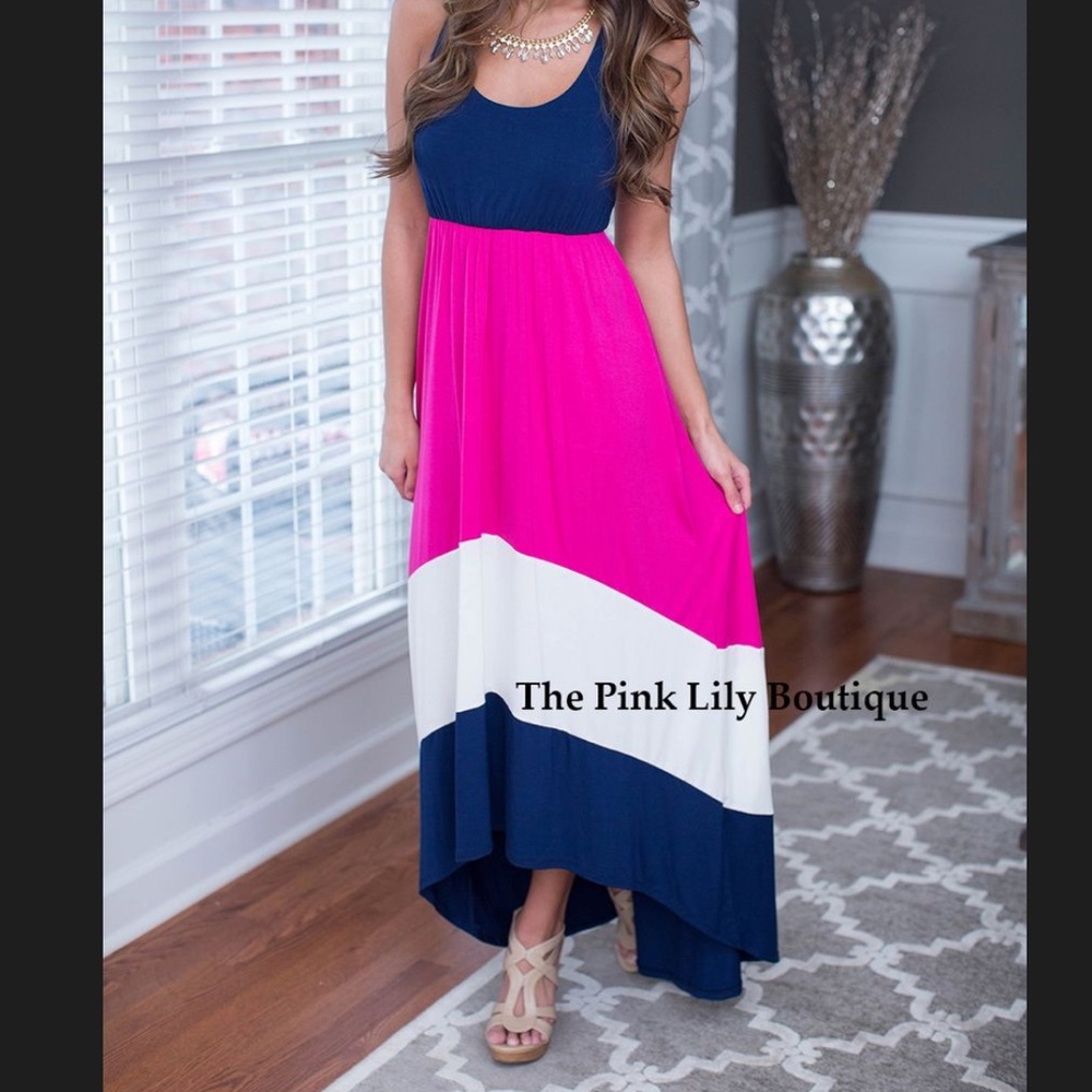 Pink Lily Boutique Color Block Maxi Dress